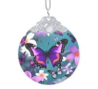 GaxfjRu Purple Butterfly And Flowers Xmas Home Decorations Ornaments, Hanging Christmas Tree Gift Pendant For Holiday Cheer