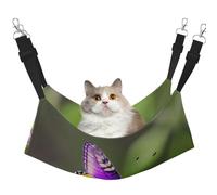 GaxfjRu Purple Butterfly Pattern Adjustable Cat Bed Hammock Perch For Window, Cozy Velvet Pet Sleeper And Lounge For Kittens