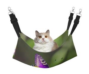 GaxfjRu Purple Butterfly Pattern Adjustable Cat Bed Hammock Perch For Window, Cozy Velvet Pet Sleeper And Lounge For Kittens