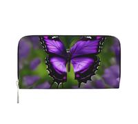 GaxfjRu Purple Butterfly Print Small Leather Wallet for Women, Ladies Credit Card Holder Women's Pocket Purse