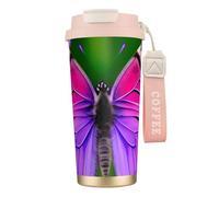 GaxfjRu Purple Cute Butterfly 20 Oz with Lid, Vacuum Insulated Stainless Steel Coffee Mug, Tumbler for Hot and Cold Drinks