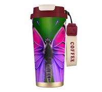 GaxfjRu Purple Cute Butterfly 20 Oz with Lid, Vacuum Insulated Stainless Steel Coffee Mug, Tumbler for Hot and Cold Drinks