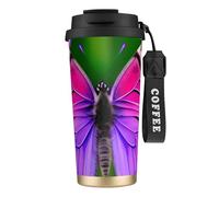 GaxfjRu Purple Cute Butterfly 20 Oz with Lid, Vacuum Insulated Stainless Steel Coffee Mug, Tumbler for Hot and Cold Drinks