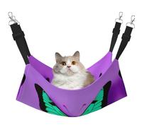 GaxfjRu Purple Cute Butterfly Print Adjustable Cat Bed Hammock Perch For Window, Cozy Velvet Pet Sleeper And Lounge For Kittens