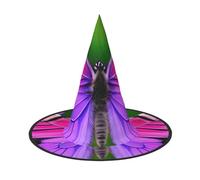GaxfjRu Purple Cute Butterfly Print Halloween Witch Hat, Witch Costume Accessory For Halloween Cosplay Party Holiday Decoration 3pcs