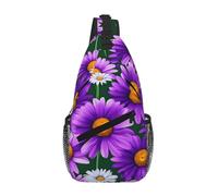 GaxfjRu Purple Daisy print Crossbody Bag for Women Men Sling Bag for Travel Hiking Crossbody Sling Backpack