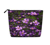 GaxfjRu Purple Flowers print Travel Makeup Bag Toiletry Bag akeUp Purse Pouch with Zipper Makeup Organizer for Women, Black, One Size