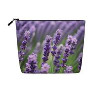 GaxfjRu Purple Lavender Floral Flowers print Travel Makeup Bag Toiletry Bag akeUp Purse Pouch with Zipper Makeup Organizer for Women, Black, One Size
