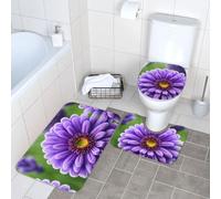 GaxfjRu Purple Lavender flower Printed Bathroom Rugs Set, Flannel Non Slip Bath Mats, Absorbent Toilet Rugs, For Master Suite