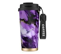 GaxfjRu Purple Marble 20 Oz with Lid, Vacuum Insulated Stainless Steel Coffee Mug, Tumbler for Hot and Cold Drinks