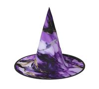 GaxfjRu Purple Marble Print Halloween Witch Hat, Witch Costume Accessory For Halloween Cosplay Party Holiday Decoration 3pcs
