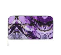 GaxfjRu Purple Marble Print Small Leather Wallet for Women, Ladies Credit Card Holder Women's Pocket Purse