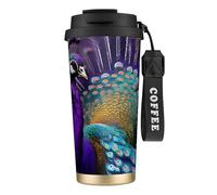 GaxfjRu Purple Peacock 20 Oz with Lid, Vacuum Insulated Stainless Steel Coffee Mug, Tumbler for Hot and Cold Drinks