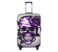 GaxfjRu Purple Rose and Skull Print Suitcase Cover Protector Travel Luggage Cover Suitcase Washable Baggage Covers Anti-Scratch