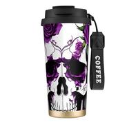 GaxfjRu Purple Rose Skeleton 20 Oz with Lid, Vacuum Insulated Stainless Steel Coffee Mug, Tumbler for Hot and Cold Drinks