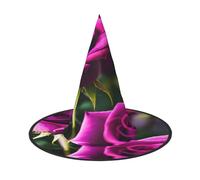 GaxfjRu Purple Roses Print Halloween Witch Hat, Witch Costume Accessory For Halloween Cosplay Party Holiday Decoration 3pcs