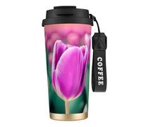 GaxfjRu Purple Tulips 20 Oz with Lid, Vacuum Insulated Stainless Steel Coffee Mug, Tumbler for Hot and Cold Drinks