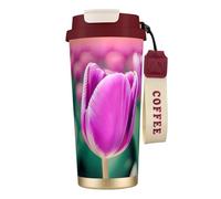 GaxfjRu Purple Tulips 20 Oz with Lid, Vacuum Insulated Stainless Steel Coffee Mug, Tumbler for Hot and Cold Drinks