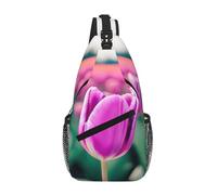 GaxfjRu Purple Tulips print Crossbody Bag for Women Men Sling Bag for Travel Hiking Crossbody Sling Backpack