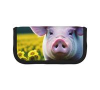 GaxfjRu Rape Flower Pig Cute Dot Canvas Pencil Pouch Organized Storage for Picnics & Daily Use Makeup Pouch, Pencil Holder