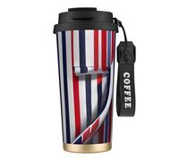 GaxfjRu Red Blue White Gray Stripes 20 Oz with Lid, Vacuum Insulated Stainless Steel Coffee Mug, Tumbler for Hot and Cold Drinks