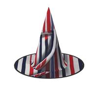 GaxfjRu Red Blue White Gray Stripes Print Halloween Witch Hat, Witch Costume Accessory For Halloween Cosplay Party Holiday Decoration 3pcs