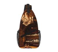 GaxfjRu Red Wine Cellar picture print Crossbody Bag for Women Men Sling Bag for Travel Hiking Crossbody Sling Backpack