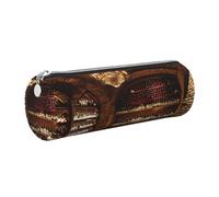 GaxfjRu Red Wine Cellar Picture Round Pencil Case Faux Leather - Storage for Pens, Pencils, Markers, Small Supplies Metal Zip with Leather
