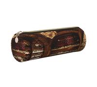 GaxfjRu Red Wine Cellar Picture Round Pencil Case Faux Leather - Storage for Pens, Pencils, Markers, Small Supplies Metal Zip with Leather