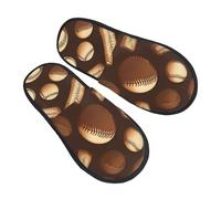 GaxfjRu Retro Baseball Brown Plush Winter Slippers for Indoor Use, Soft Warm House Slippers for Guests and Home Comfort Unisex