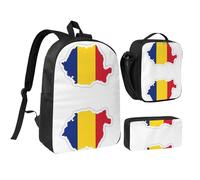 GaxfjRu Romania Flag Map print Lightweight Bookbag,3Pcs Backpack School Backpack with Lunch Box and Pencil Pouch