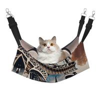 GaxfjRu Romantic Paris Eiffel Tower Bycicle Adjustable Cat Bed Hammock Perch For Window, Cozy Velvet Pet Sleeper And Lounge For Kittens