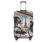 GaxfjRu Romantic Paris Eiffel Tower Bycicle Printed Suitcase Skin, Durable Baggage Wrap, High Elasticity Travel Sleeve, for Suitcase Safety
