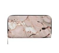 GaxfjRu Rose Gold Marble print Men's Vintage Look Leather Long Wallet Checkbook Wallets,Ladies Credit Card Holder
