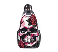 GaxfjRu Rose Skull print Small Sling Backpack Crossbody Sling Bag, Chest Bag Daypack Fanny Pack for Outdoors