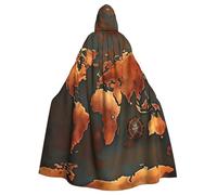 GaxfjRu Rust World Map Hooded Cloak - Halloween Short Medieval with Hood Full Length Hooded Halloween Costume for Women Men