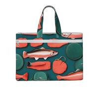 GaxfjRu Salmon pattern print Tote Bag Canvas Laptop Bag for Women Casual Work Bags for Travel, Office, College