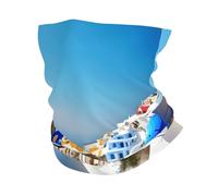 GaxfjRu Santorini Greek Island sea View print Cooling Multi Use Neck Gaiter Men's and Women's Summer Face Mask for Working, Running Sports