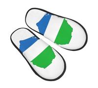 GaxfjRu Sierra Leone Flag Map Plush Winter Slippers for Indoor Use, Soft Warm House Slippers for Guests and Home Comfort Unisex