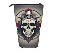 GaxfjRu Skull Yoga Print Portable Telescoping Pencil Bag, Organizer with Multiple Slots, for Writing Tools Accessories