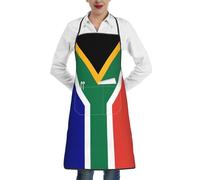 GaxfjRu South African Flag Apron For Men Women Kitchen Cooking Apron With Pockets, Adjustable Bib Aprons Stain Resistant