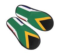 GaxfjRu South African flag Plush Winter Slippers for Indoor Use, Soft Warm House Slippers for Guests and Home Comfort Unisex, Black, 5