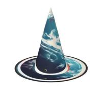 GaxfjRu Space Planet Earth Print Halloween Witch Hat, Witch Costume Accessory For Halloween Cosplay Party Holiday Decoration 3pcs