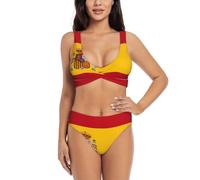GaxfjRu Spanish flag Bikini Sets for Women 2 Pcs, High Waisted Bikini Sets for Women, Comfortable Swimsuits for Women 2024 Black