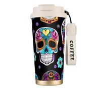 GaxfjRu Sugar Skull 20 Oz with Lid, Vacuum Insulated Stainless Steel Coffee Mug, Tumbler for Hot and Cold Drinks