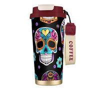 GaxfjRu Sugar Skull 20 Oz with Lid, Vacuum Insulated Stainless Steel Coffee Mug, Tumbler for Hot and Cold Drinks