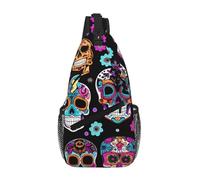GaxfjRu Sugar Skull print Crossbody Bag for Women Men Sling Bag for Travel Hiking Crossbody Sling Backpack