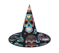 GaxfjRu Sugar Skull Print Halloween Witch Hat, Witch Costume Accessory For Halloween Cosplay Party Holiday Decoration 3pcs