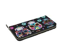 GaxfjRu Sugar Skull Print Small Leather Wallet for Women, Ladies Credit Card Holder Women's Pocket Purse