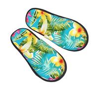 GaxfjRu summer style hawaiian Plush Winter Slippers for Indoor Use, Soft Warm House Slippers for Guests and Home Comfort Unisex